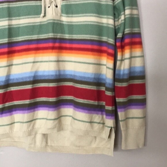 Chaps basketweave stitch lace up cotton top size medium - Picture 4 of 12